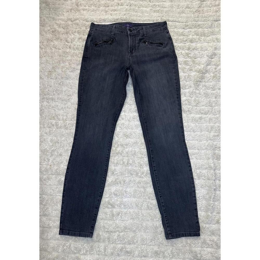 NYDJ grey Super Skinny zippered pocket jeans Size 10